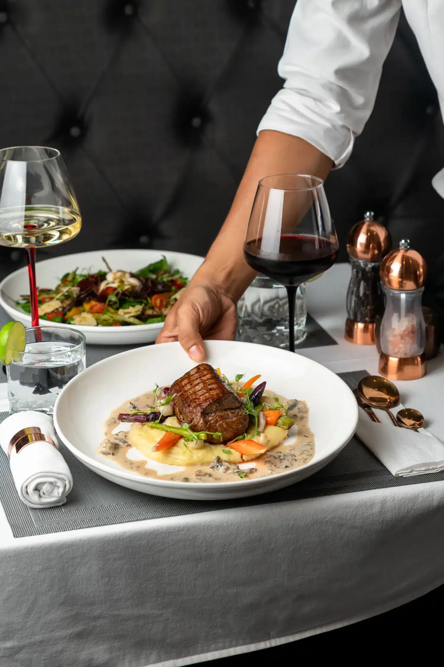 300g Australian tenderloin steak cooked in French butter, accompanied by mashed potatoes at Secret Oven Koh Samui